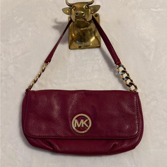 Michael Kors Handbags - Michael Kors (Red) and Gold Shoulder Bag with Elegant Chain Accents